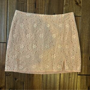Altar'd State Pink Floral Lace Mini Skirt